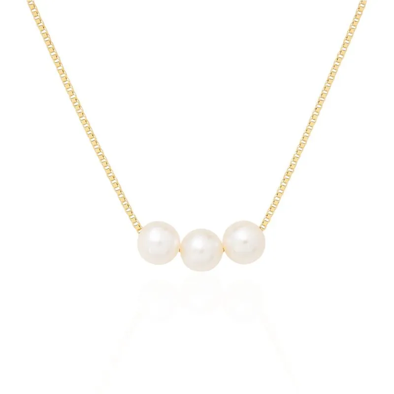 Colar Veneziana 3 Pérolas 10mm