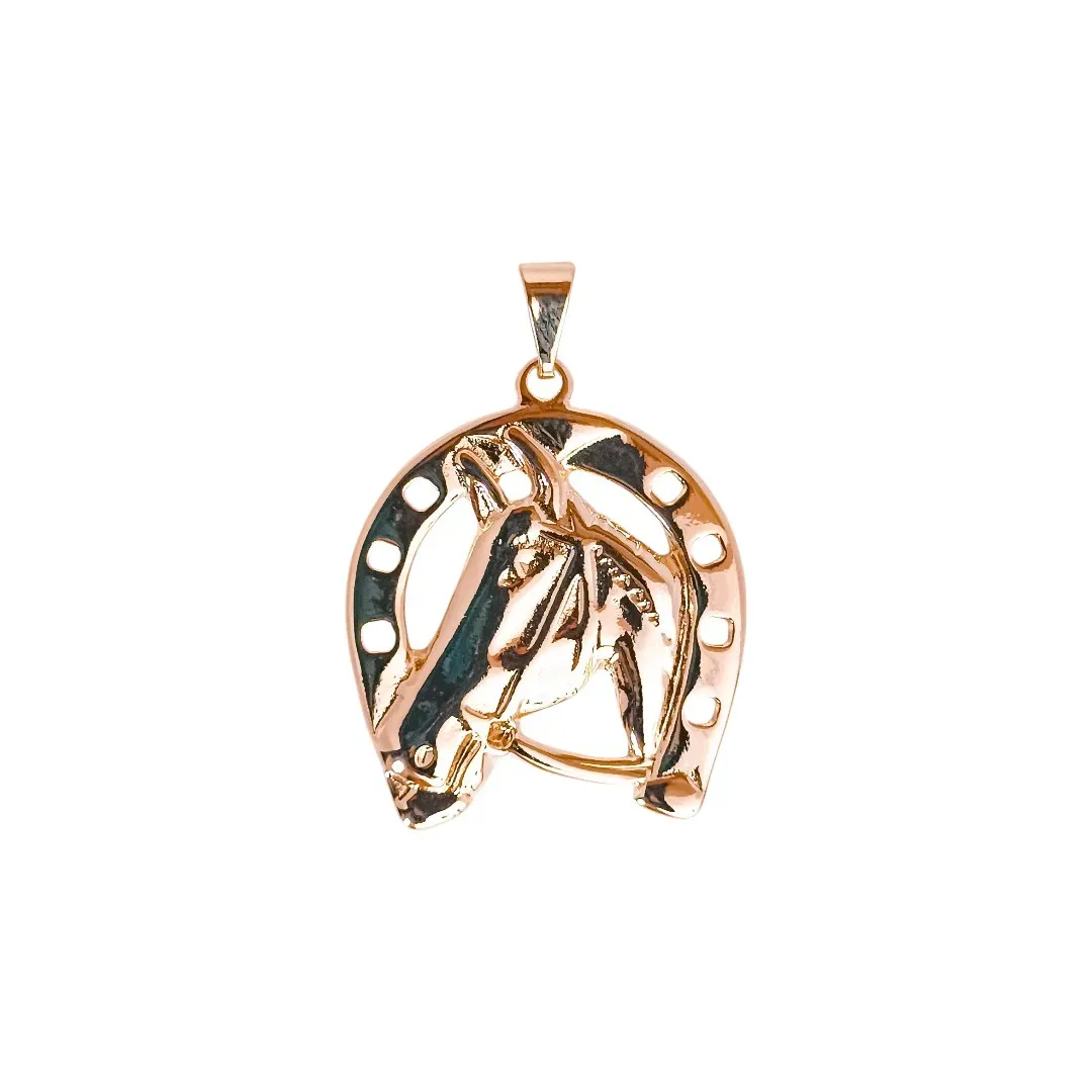 Pingente Cavalo e Ferradura Dourado