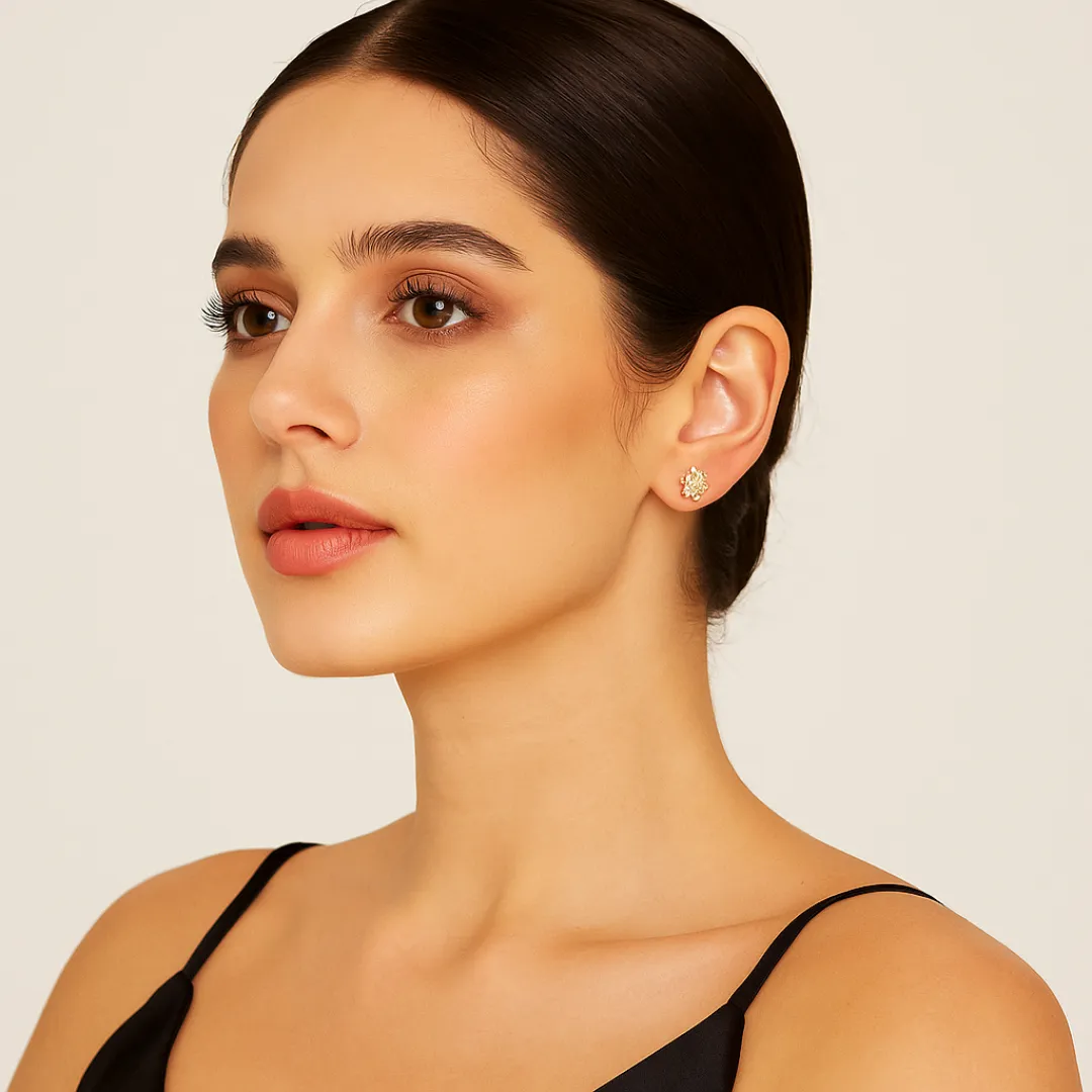 Brinco Mini Folhas em Cristais