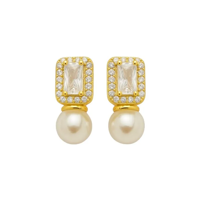 Brinco Clássico Zircônias e Pérolas
