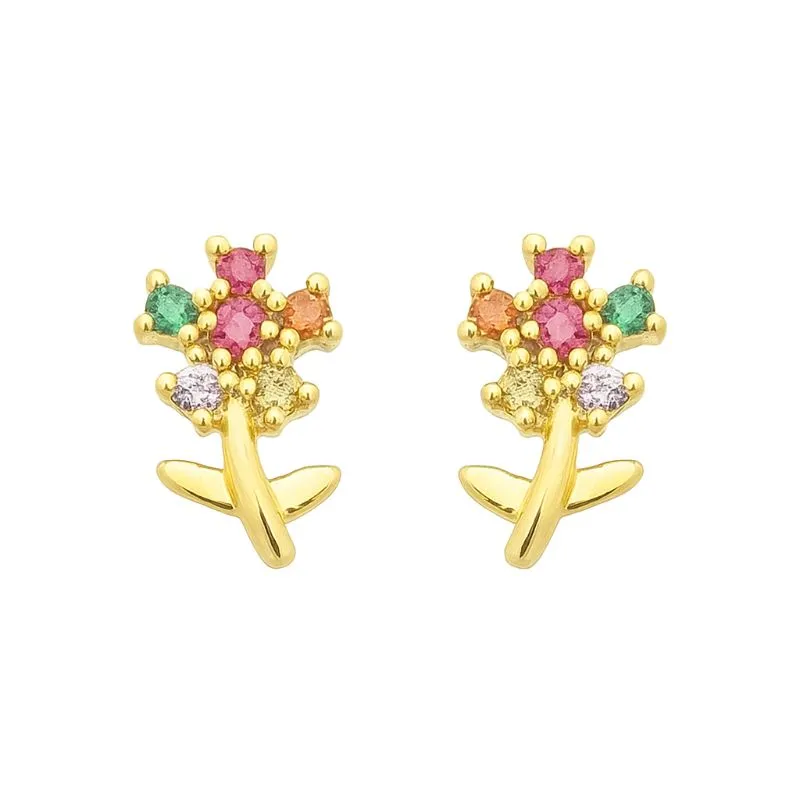 Brinco Mini Flores em Cristais