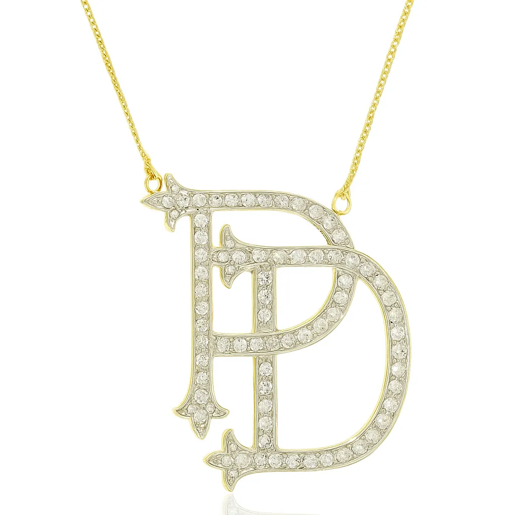 Colar 2 Iniciais Cravejadas em Zircônias