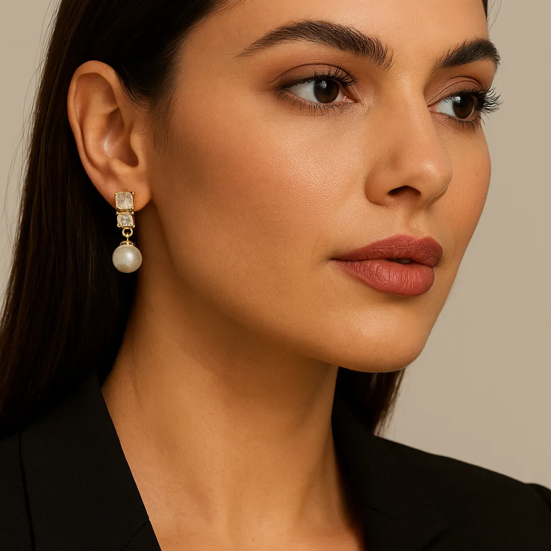 Brinco Base de Zircônias e Pérolas