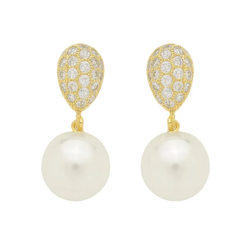 Brinco Clássico Zircônias e Pérolas