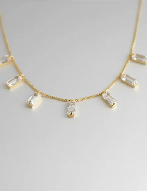 Colar Choker Zircônias em Carrê