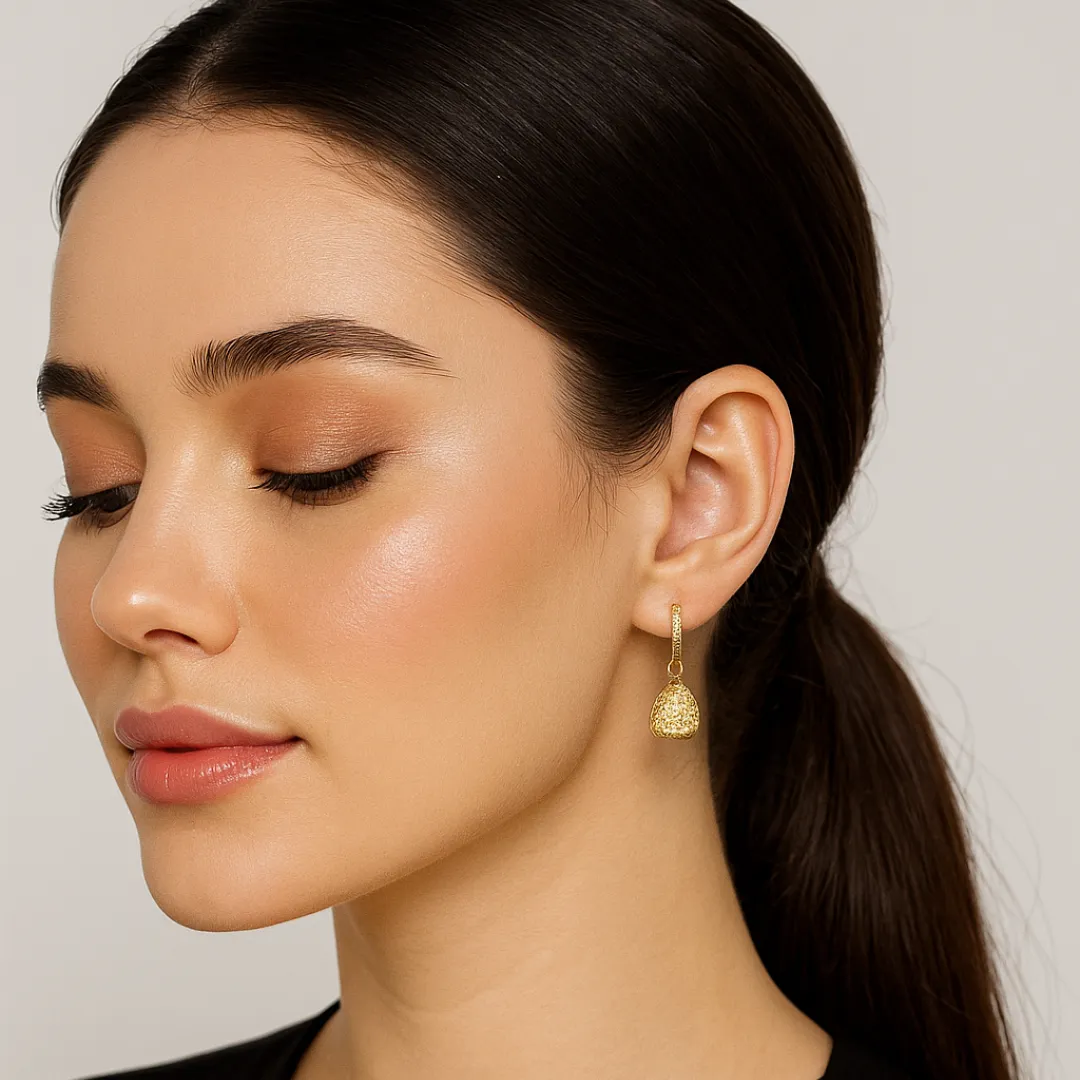 Brinco Argolinha Gota Cravejada