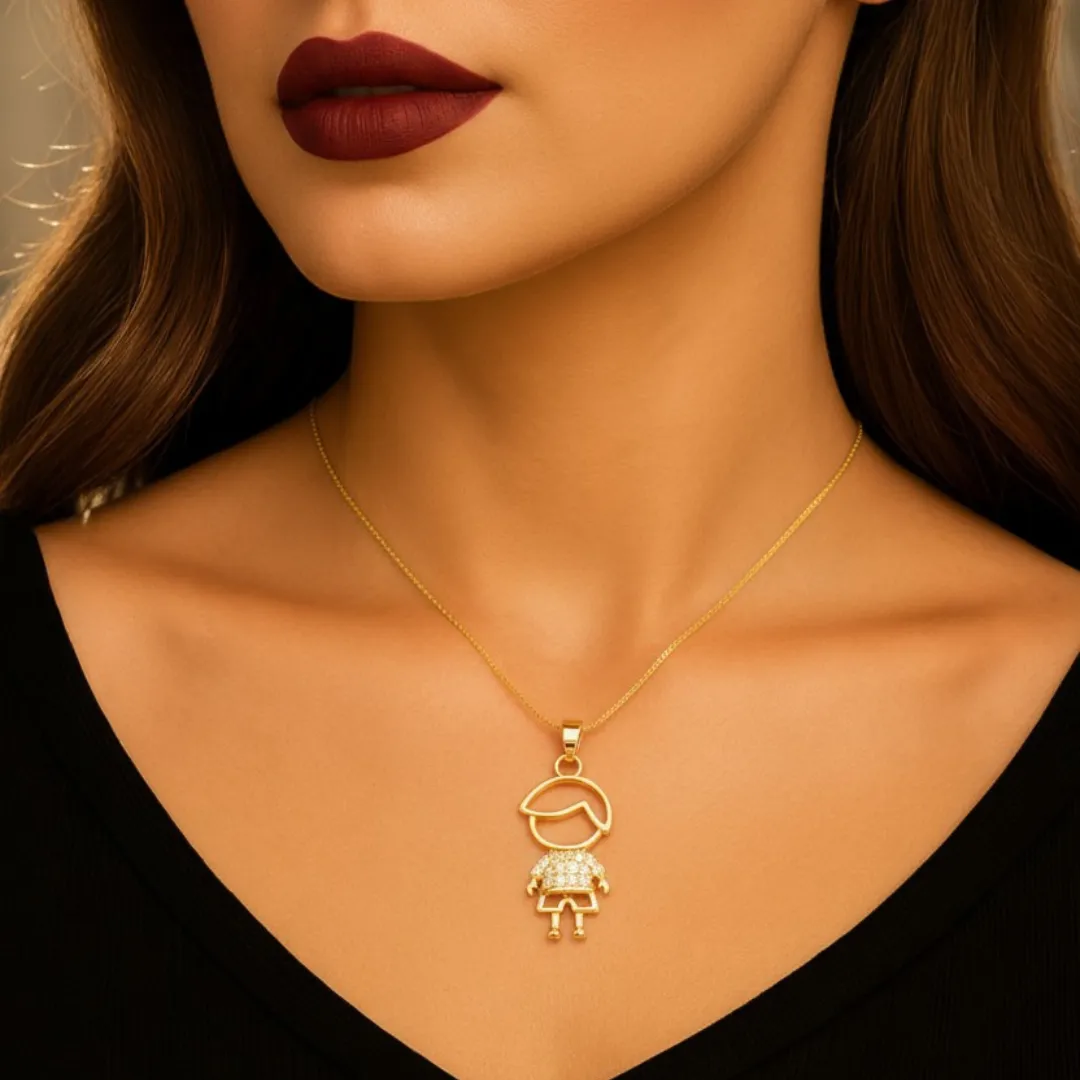 Pingente Menino Cravejado em Zircônias