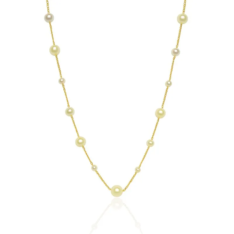 Colar Longo de Pérolas 10/6/4mm 80cm