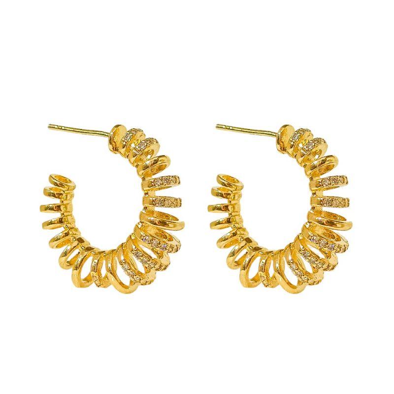 Brinco Argola Espiral Cravejada