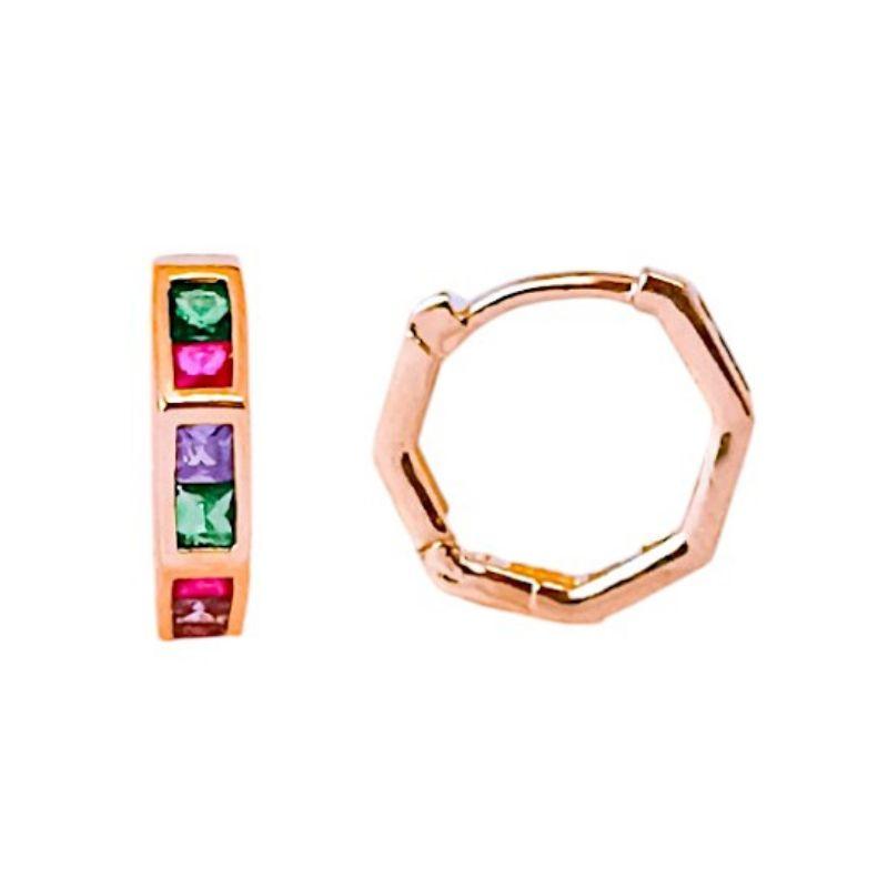 Brinco Argola Hexagonal Cravejada