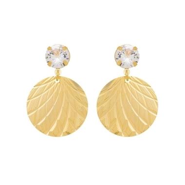 Brinco Trabalhado com Zirconia Banhado a Ouro