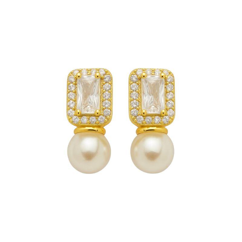 Brinco Clássico Zircônias e Pérolas