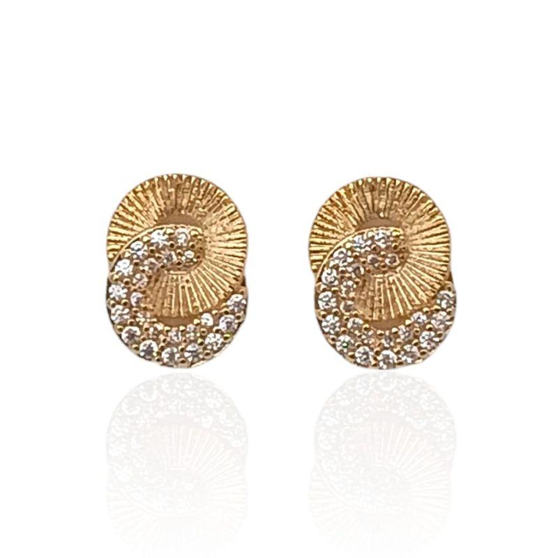 Brinco Elos Cravejados Banhado a Ouro