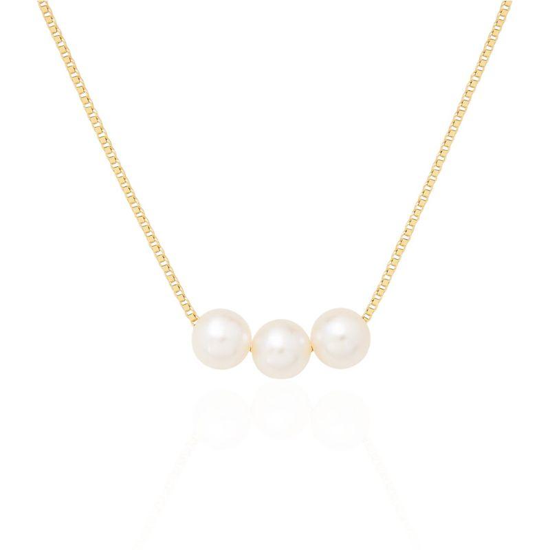 Colar Veneziana 3 Pérolas 10mm