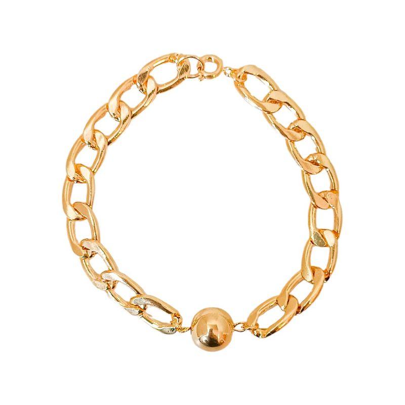 Pulseira Corrente e Bola Dourada