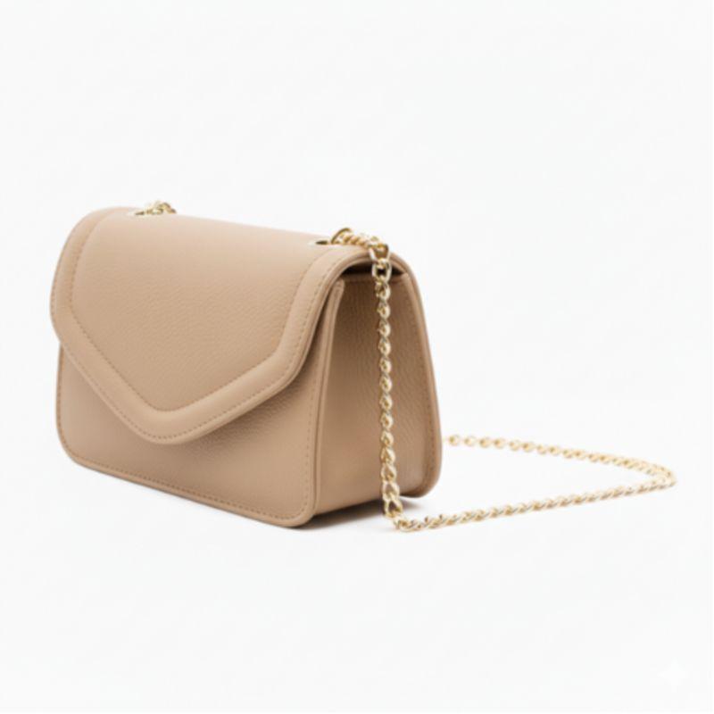 Bolsa Envelope Bege Couro Legítimo