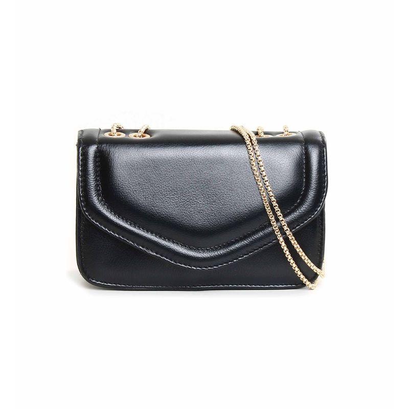 Bolsa Envelope Preta Couro Legítimo