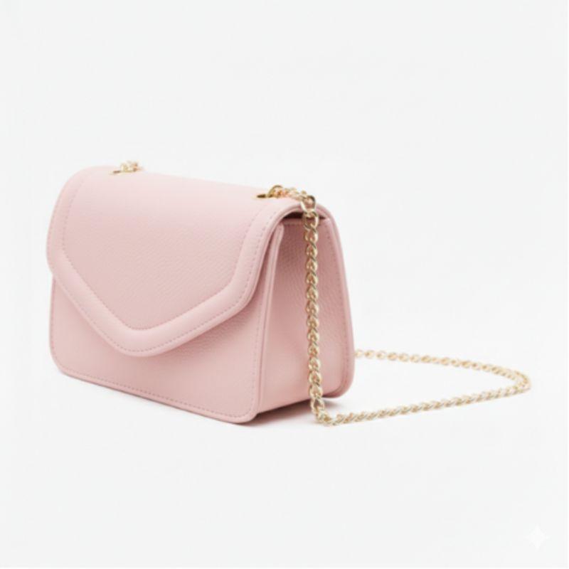 Bolsa Envelope Rosa Couro Legítimo
