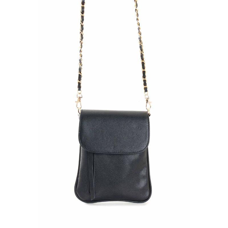 Bolsa Lateral  Pequena em Couro Legítimo Preto