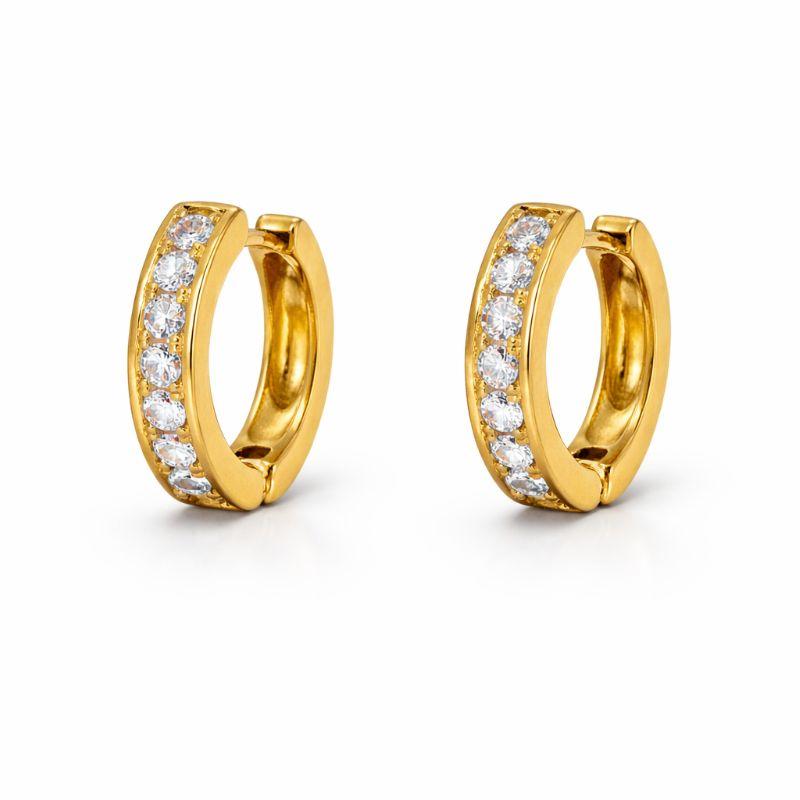 Brinco Á Prova D'agua Argola Cravejada 1,6cm