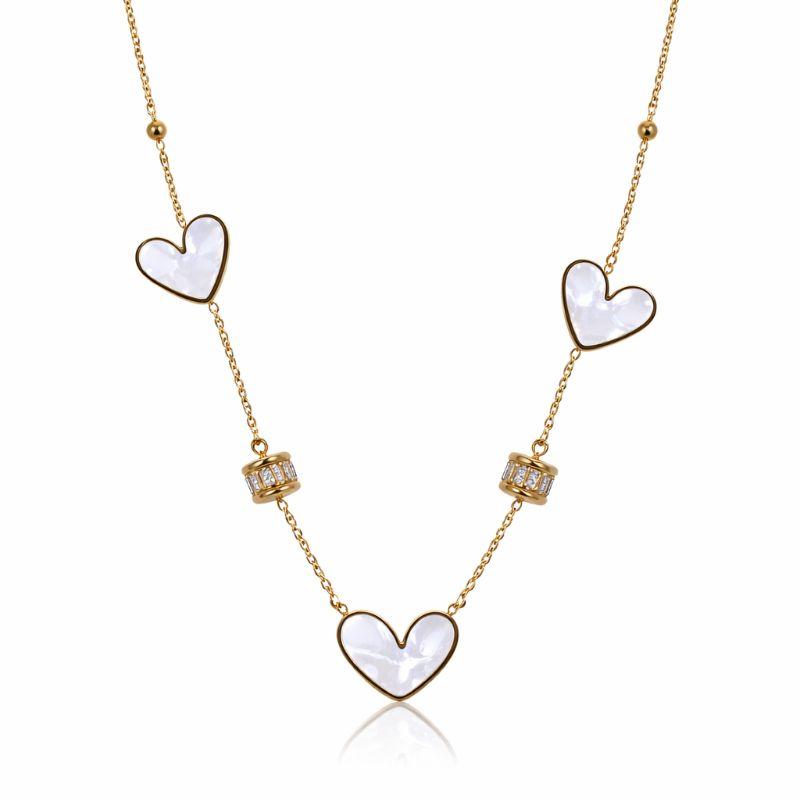 Colar Á Prova D'agua Corações Madrepérola